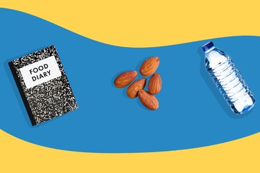 Concept illustration featuring effective weight-loss foods and tools