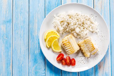 Flounder dish - fried fish fillet and vegetables