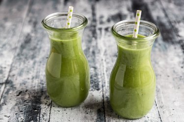 Avocado smoothie, green smoothie with cucumber, apple, celeriac