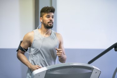 man doing cardio interval treadmill workout