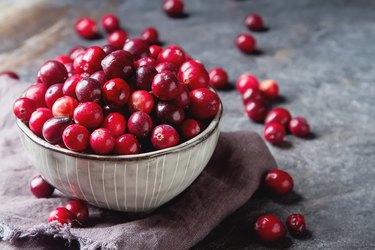 Antioxidant-rich cranberries in a bowl.