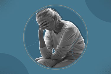 A woman with her hand over her eyes to represent confusion, a common stroke symptom