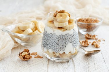 Chia pudding parfait with banana