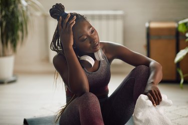 Person in workout clothes looking tired