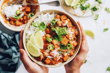Roasted Red Pepper Chickpea Curry in an instant pot.