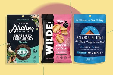collage of different types of healthy meat snacks