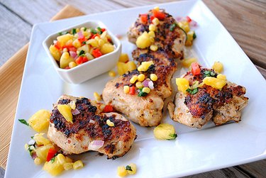 Grilled Chicken Thighs With Pineapple, Corn and Bell Pepper Relish