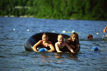 Group of children playing in water